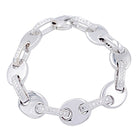 Bracelet fantaisie, or blanc, diamants - Castafiore