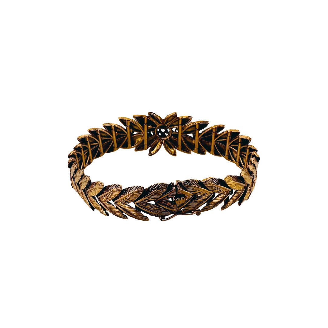 Bracelet feuillage en or jaune et diamants - Castafiore