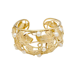 Bracelet feuilles de lierre en or jaune et perles - Castafiore