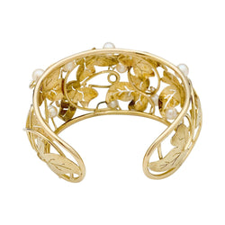 Bracelet feuilles de lierre en or jaune et perles - Castafiore