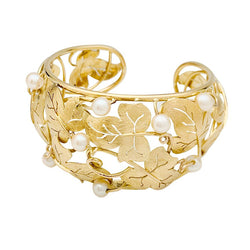 Bracelet feuilles de lierre en or jaune et perles - Castafiore