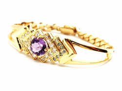 Bracelet géométrique en or jaune, améthyste et diamants - Castafiore