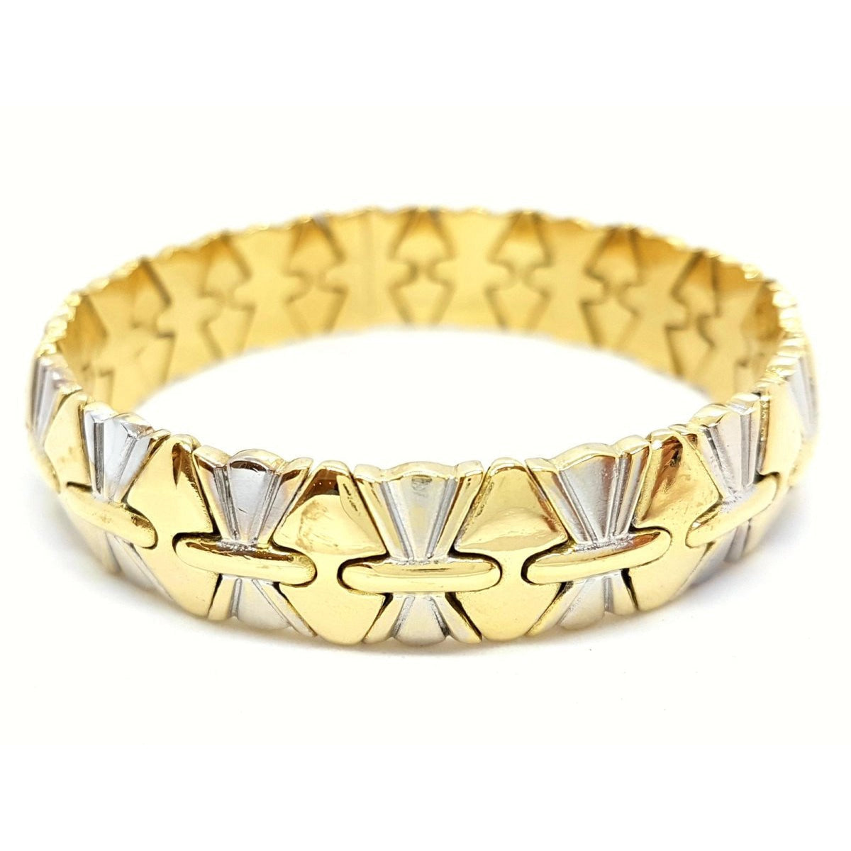 Bracelet géométrique en ors jaune et blanc - Castafiore