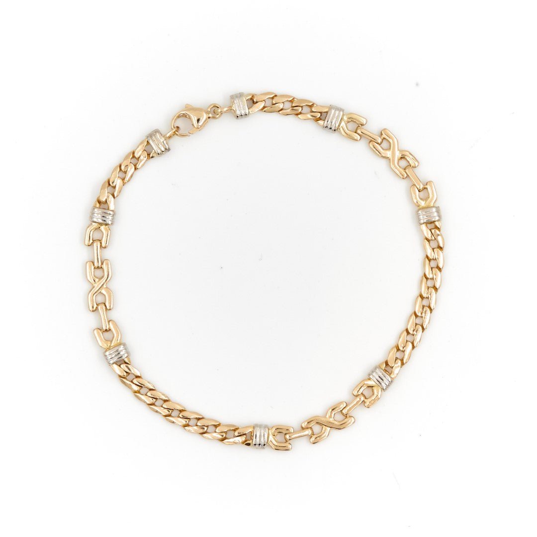 Bracelet Gourmette en ors jaune et blanc - Castafiore