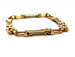 Bracelet Gourmette étrier en ors jaune et blanc - Castafiore