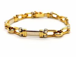 Bracelet Gourmette étrier en ors jaune et blanc - Castafiore