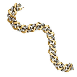 Bracelet gourmette Fred or jaune et blanc, diamants - Castafiore