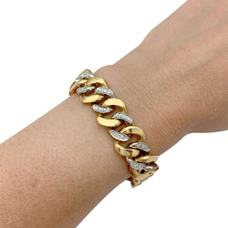 Bracelet gourmette Fred or jaune et blanc, diamants - Castafiore