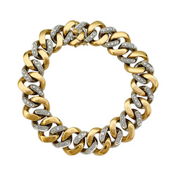 Bracelet gourmette Fred or jaune et blanc, diamants - Castafiore