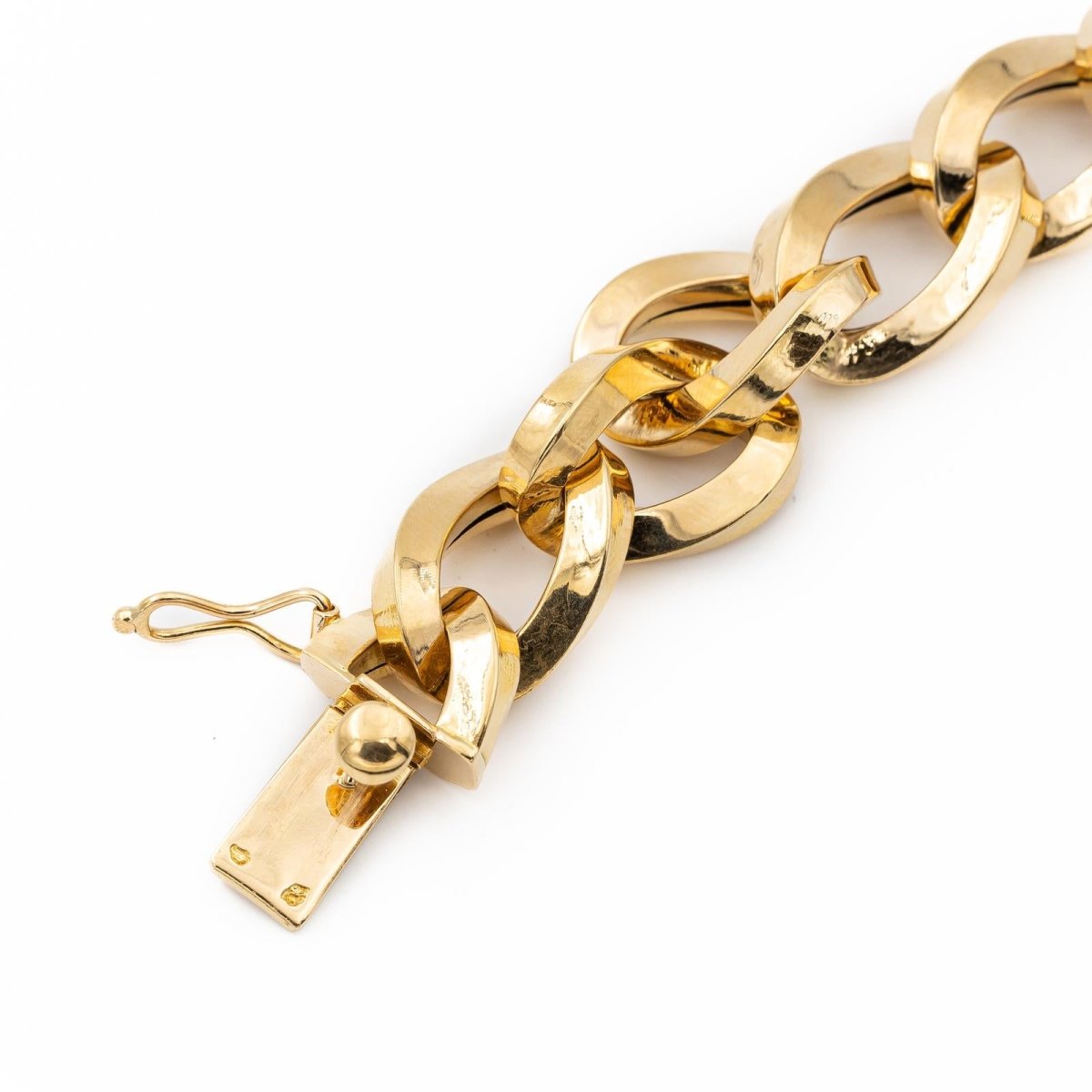 Bracelet Gourmette grosse maille en or jaune - Castafiore