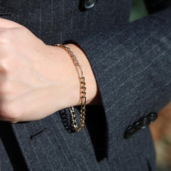 Bracelet Gourmette maille alternée en or jaune - Castafiore