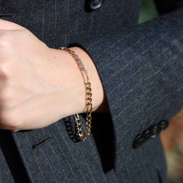 Bracelet Gourmette maille alternée en or jaune - Castafiore