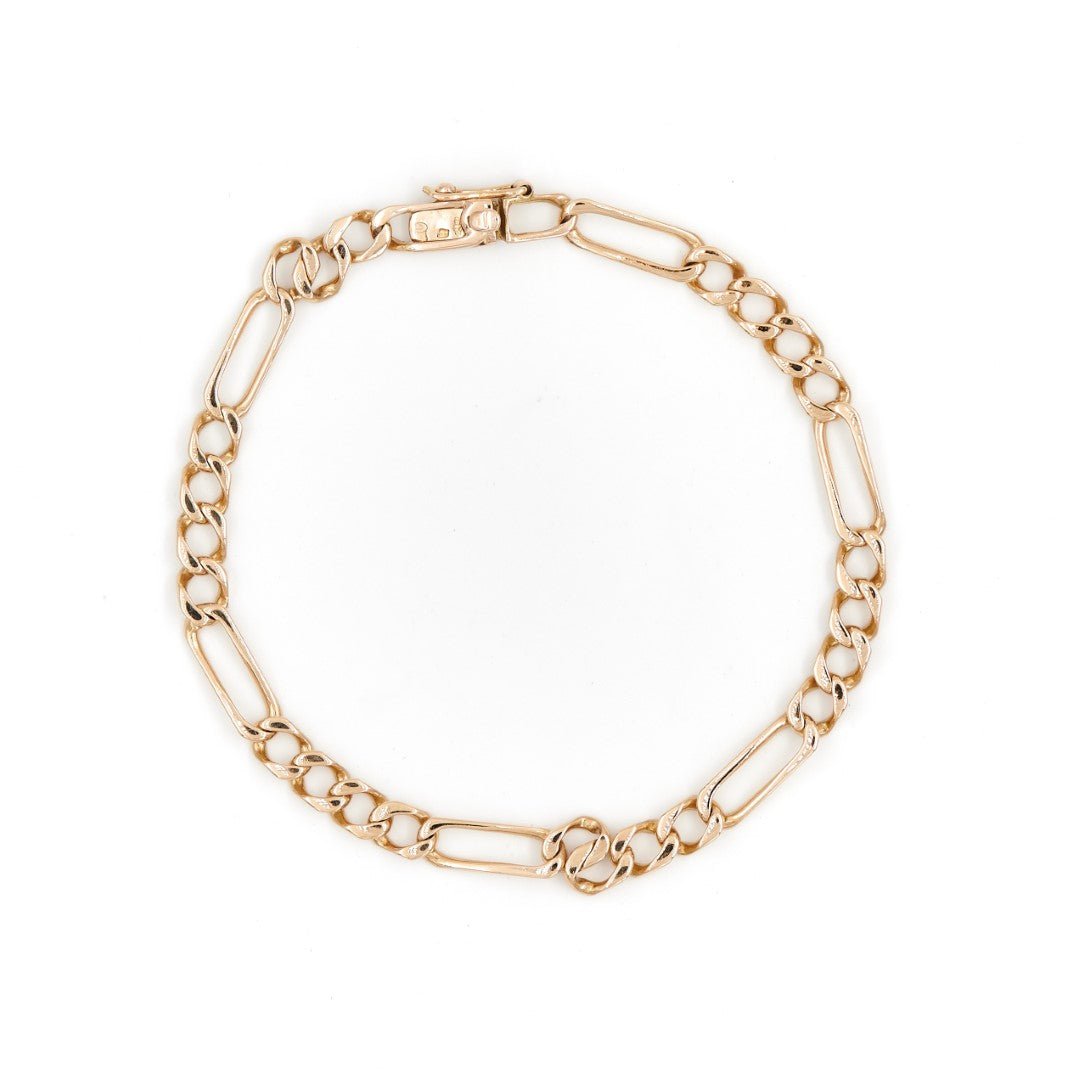 Bracelet Gourmette maille alternée en or jaune - Castafiore