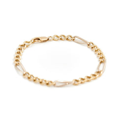 Bracelet Gourmette maille alternée en or jaune - Castafiore