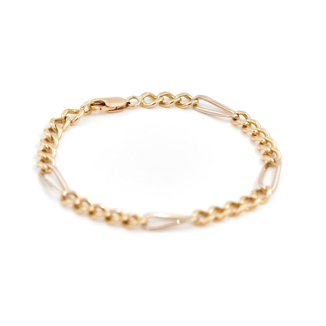 Bracelet Gourmette maille alternée en or jaune - Castafiore