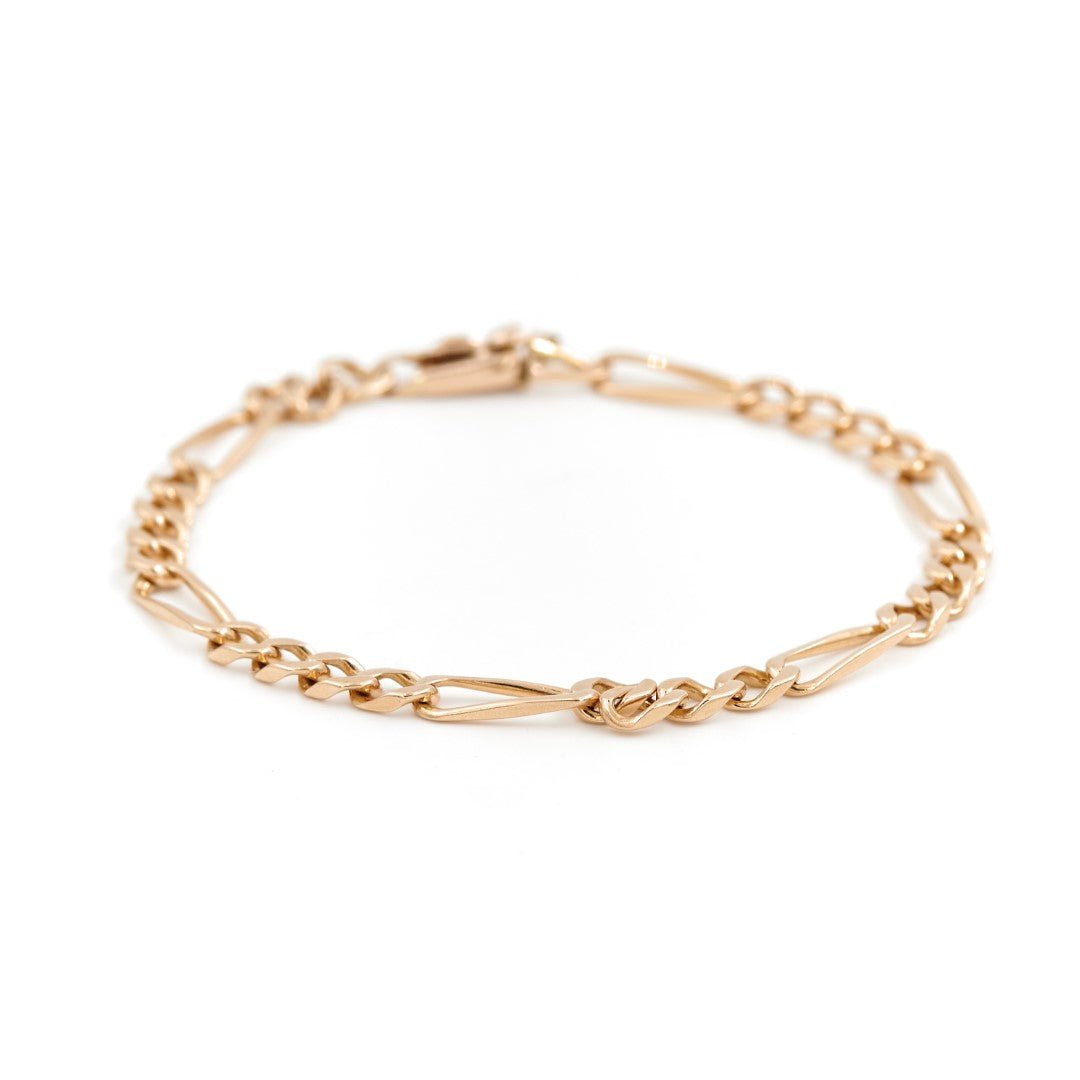 Bracelet Gourmette maille alternée en or jaune - Castafiore