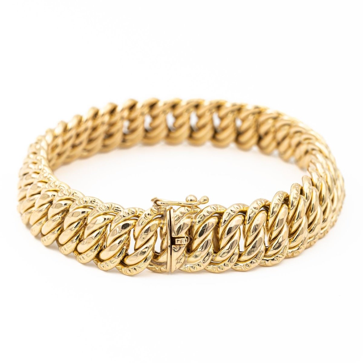 Bracelet Gourmette maille américaine en or jaune - Castafiore