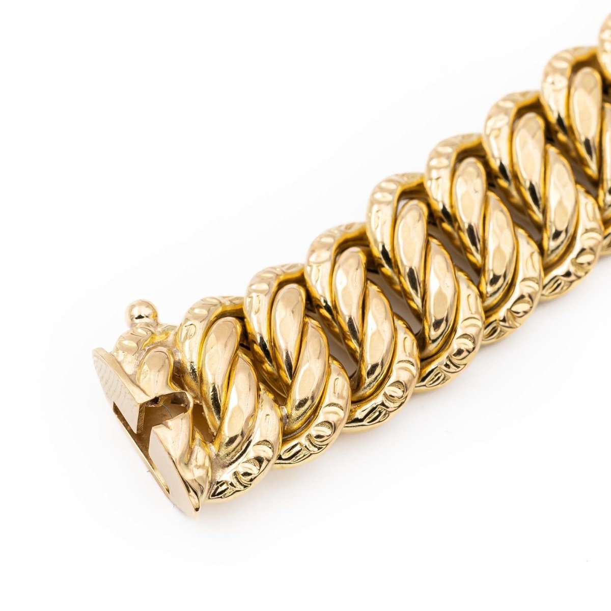 Bracelet Gourmette maille américaine en or jaune - Castafiore
