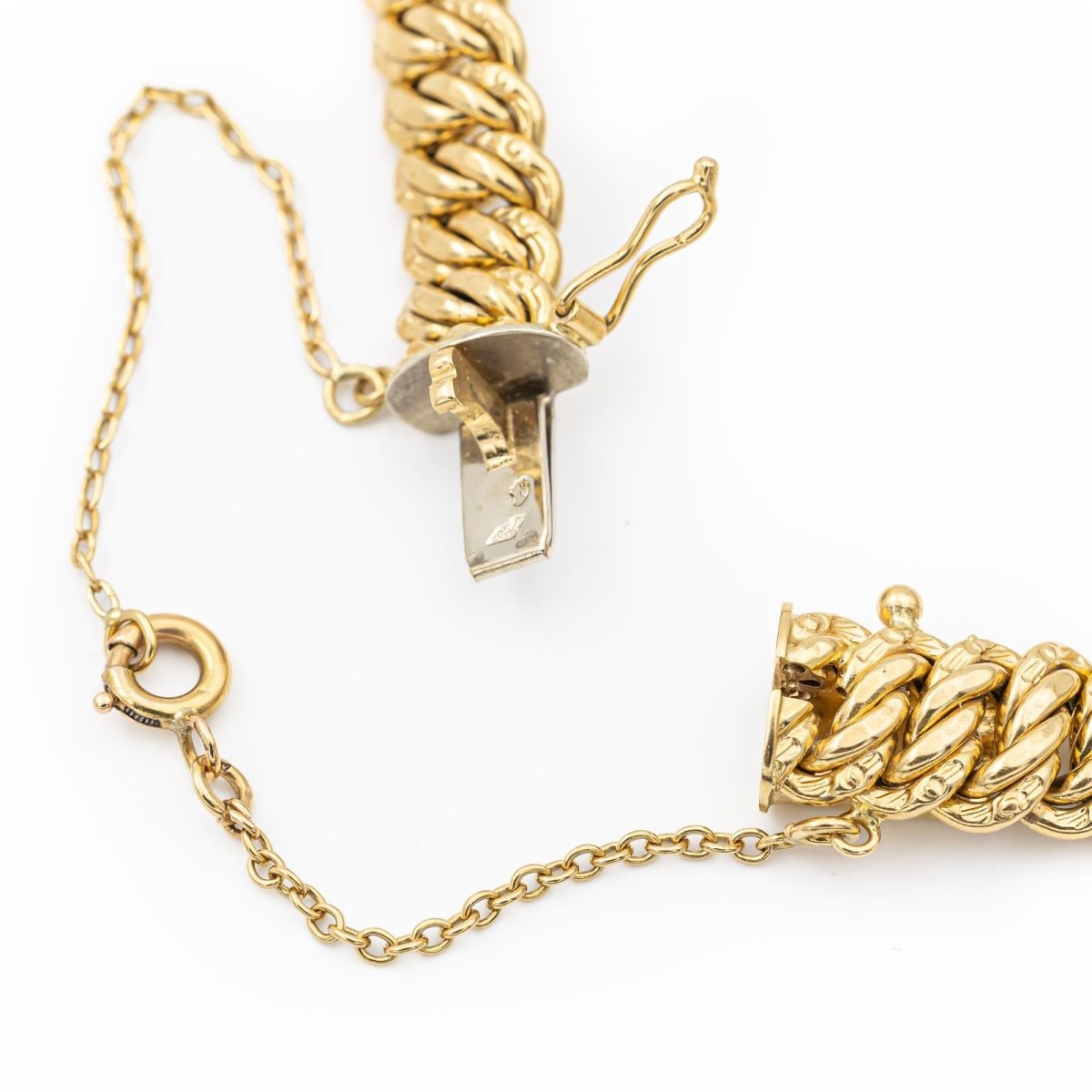 Bracelet Gourmette maille américaine en or jaune – Castafiore