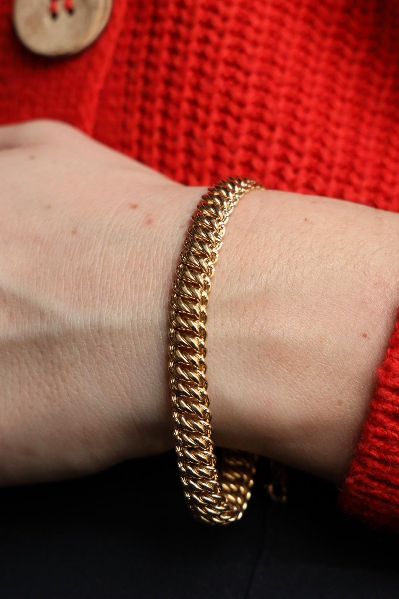 Bracelet Gourmette maille américaine en or jaune - Castafiore