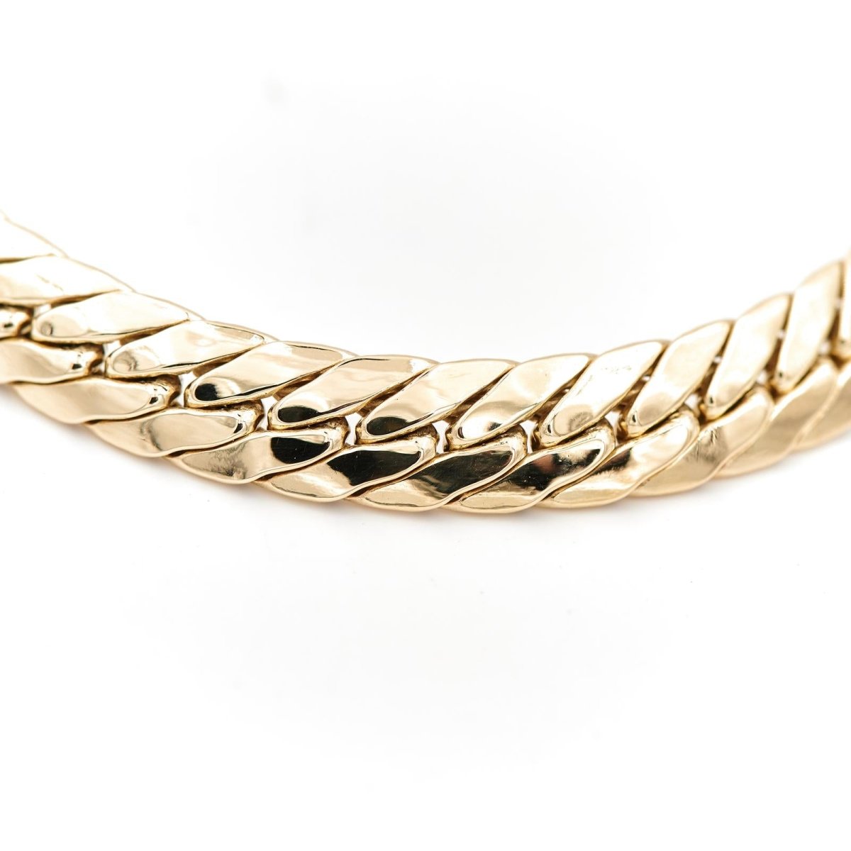Ancien Bracelet gourmette souple maille anglaise couleur or bijou Ancien Bracelet gourmette souple maille anglaise couleur or bijou