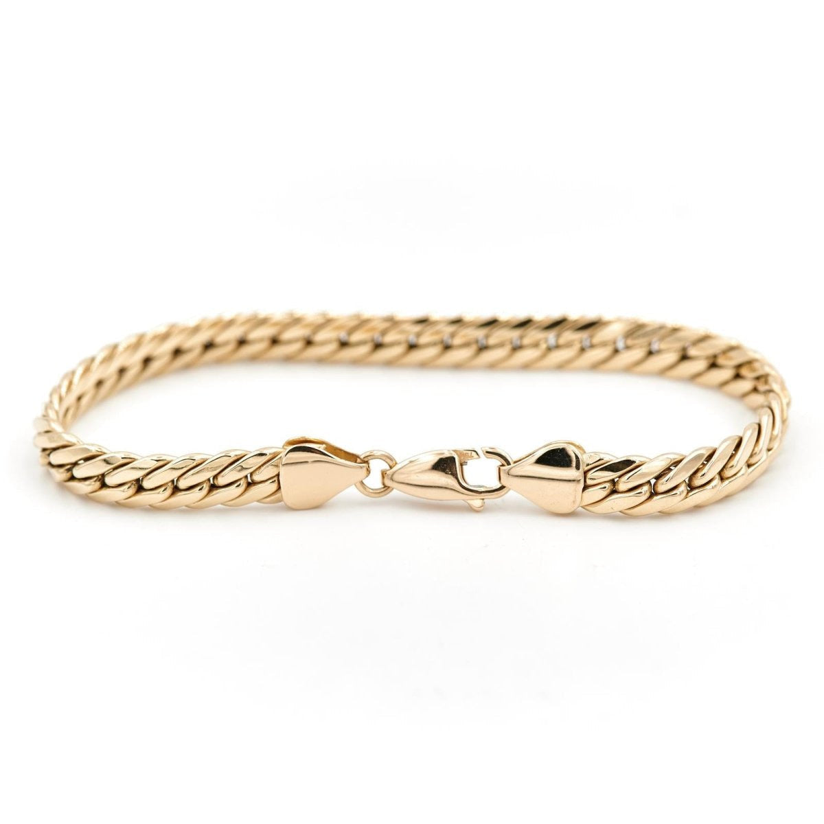 Bracelet Gourmette maille anglaise en or jaune - Castafiore