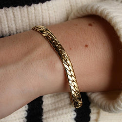 Bracelet Gourmette maille anglaise en or jaune - Castafiore