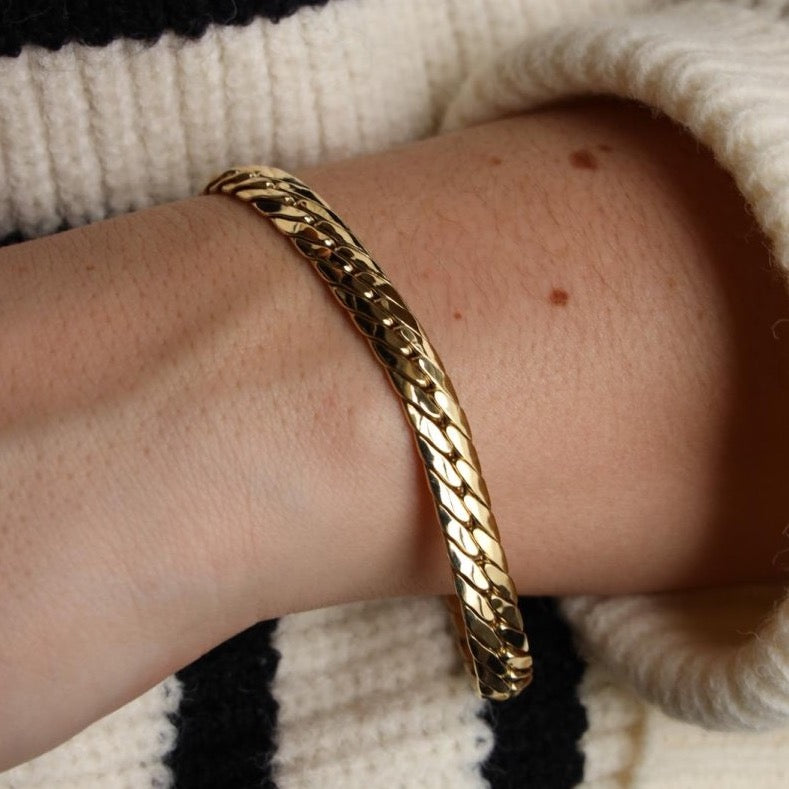 Bracelet Gourmette maille anglaise en or jaune - Castafiore
