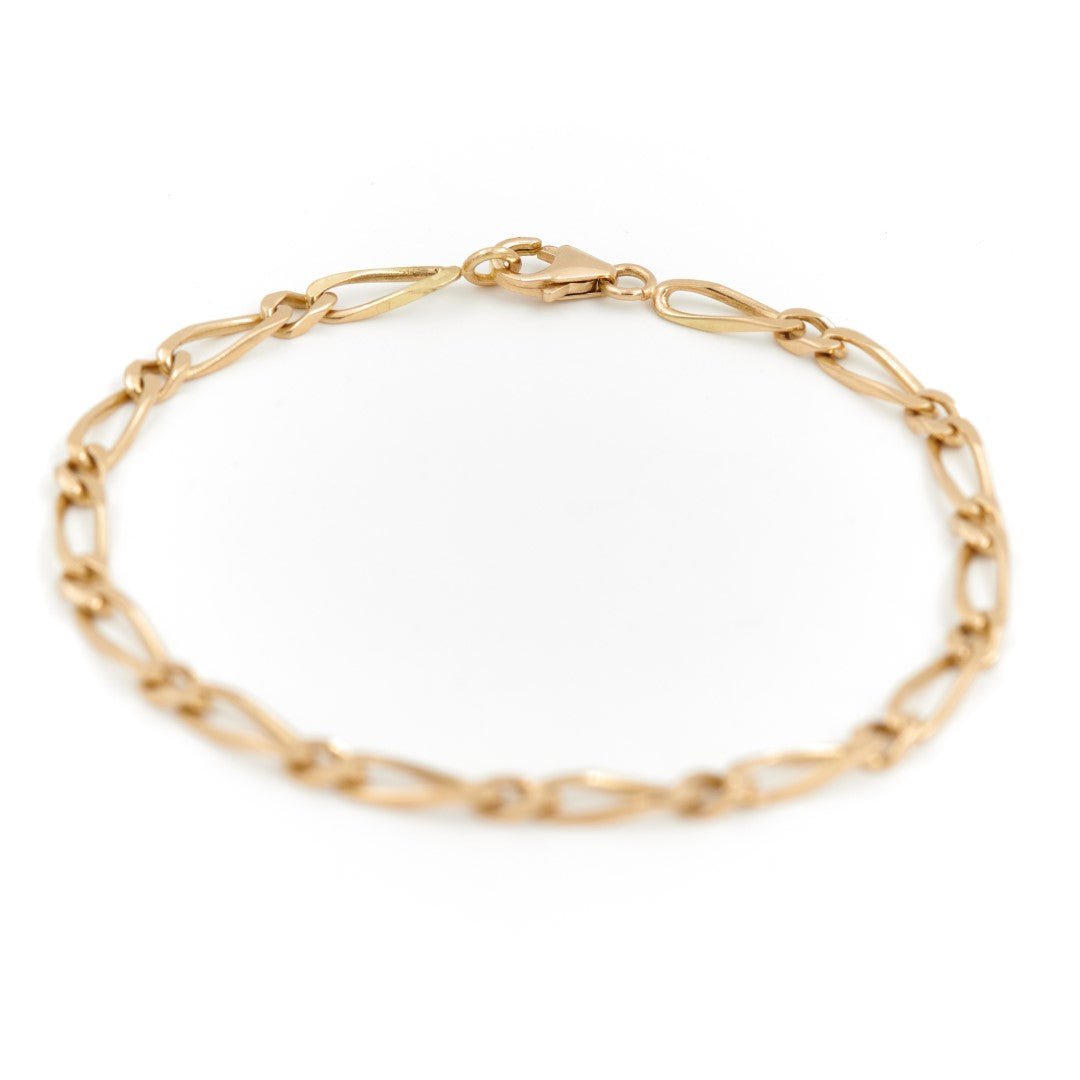 Bracelet Gourmette maille figaro en or jaune