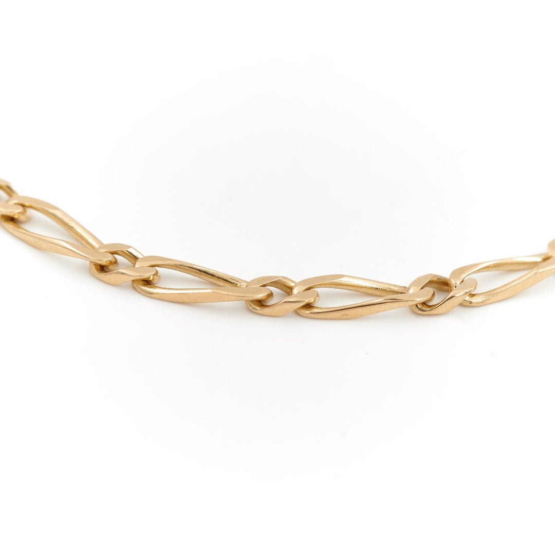 Bracelet Gourmette maille figaro en or jaune
