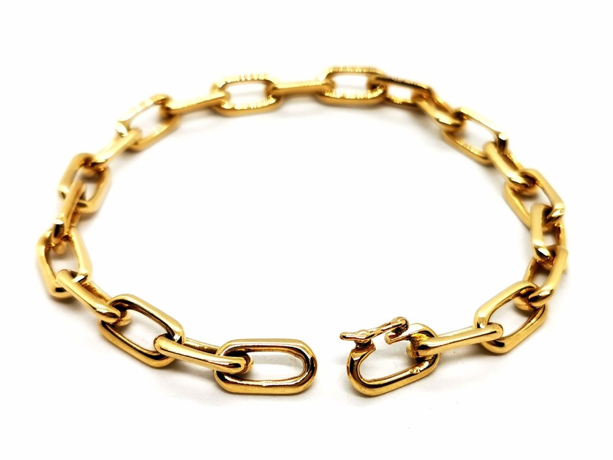 Bracelet Gourmette maille forçat en or jaune - Castafiore