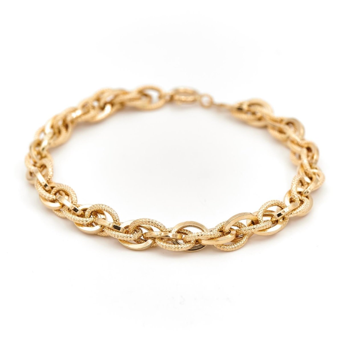 Bracelet Gourmette maille forçat en or jaune - Castafiore