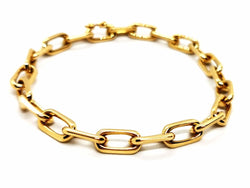 Bracelet Gourmette maille forçat en or jaune - Castafiore