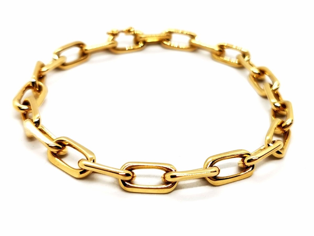 Bracelet Gourmette maille forçat en or jaune - Castafiore