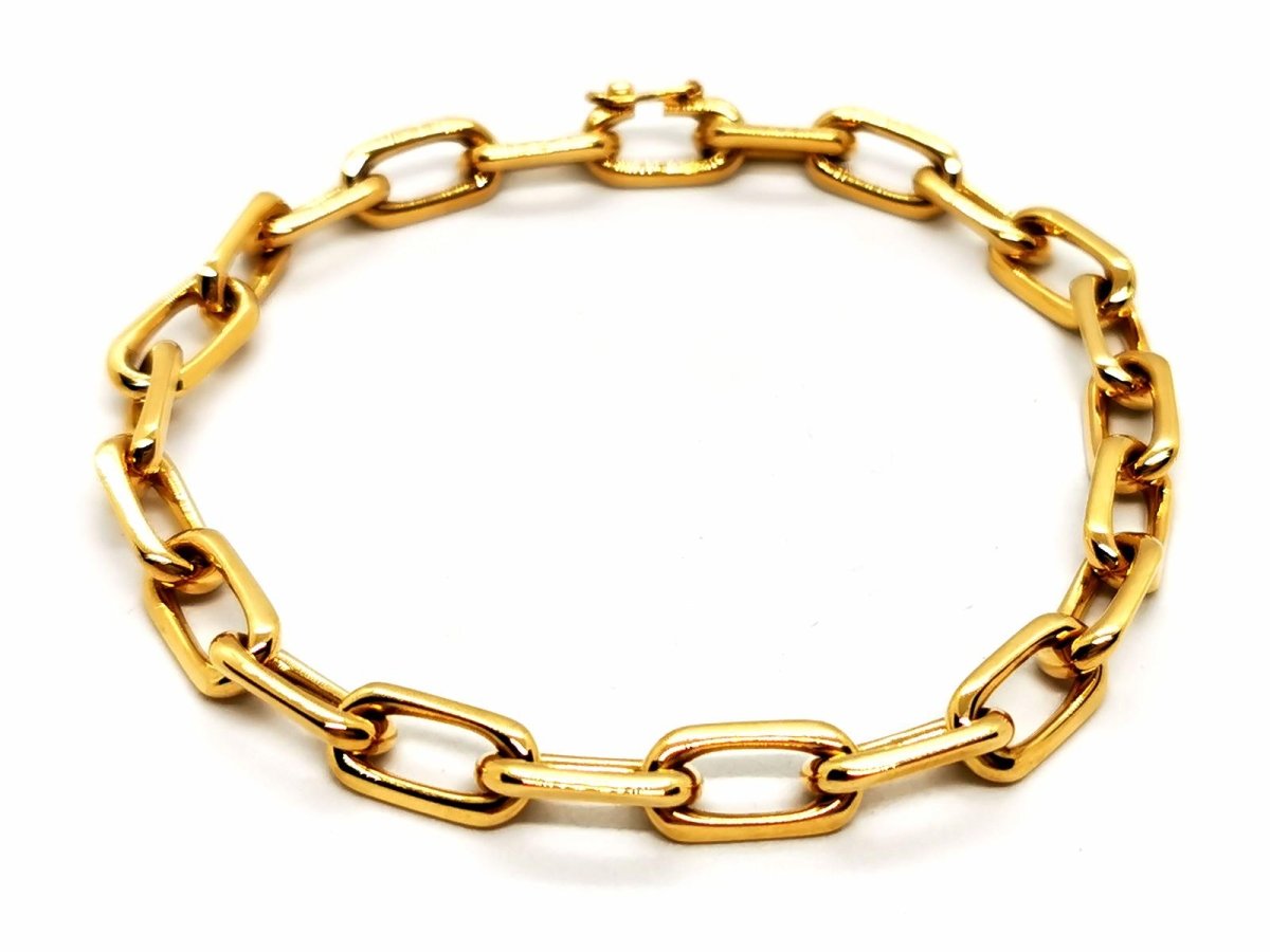 Bracelet Gourmette maille forçat en or jaune - Castafiore