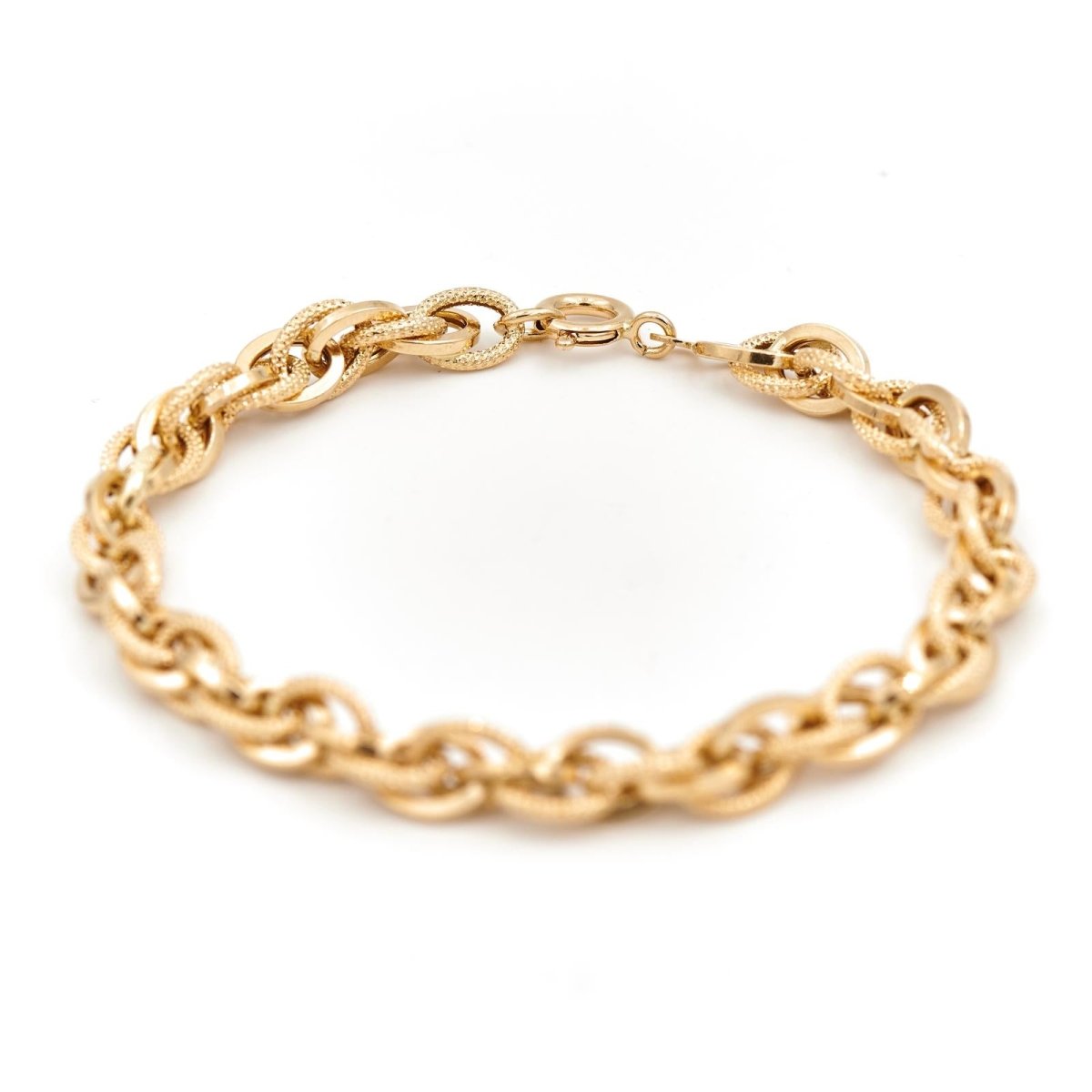 Bracelet Gourmette maille forçat en or jaune - Castafiore