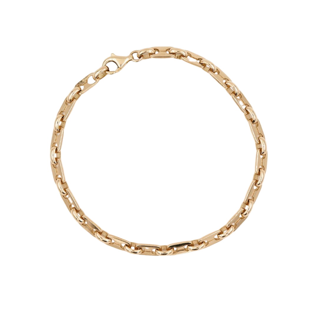 Bracelet Gourmette maille grain de café en or jaune - Castafiore