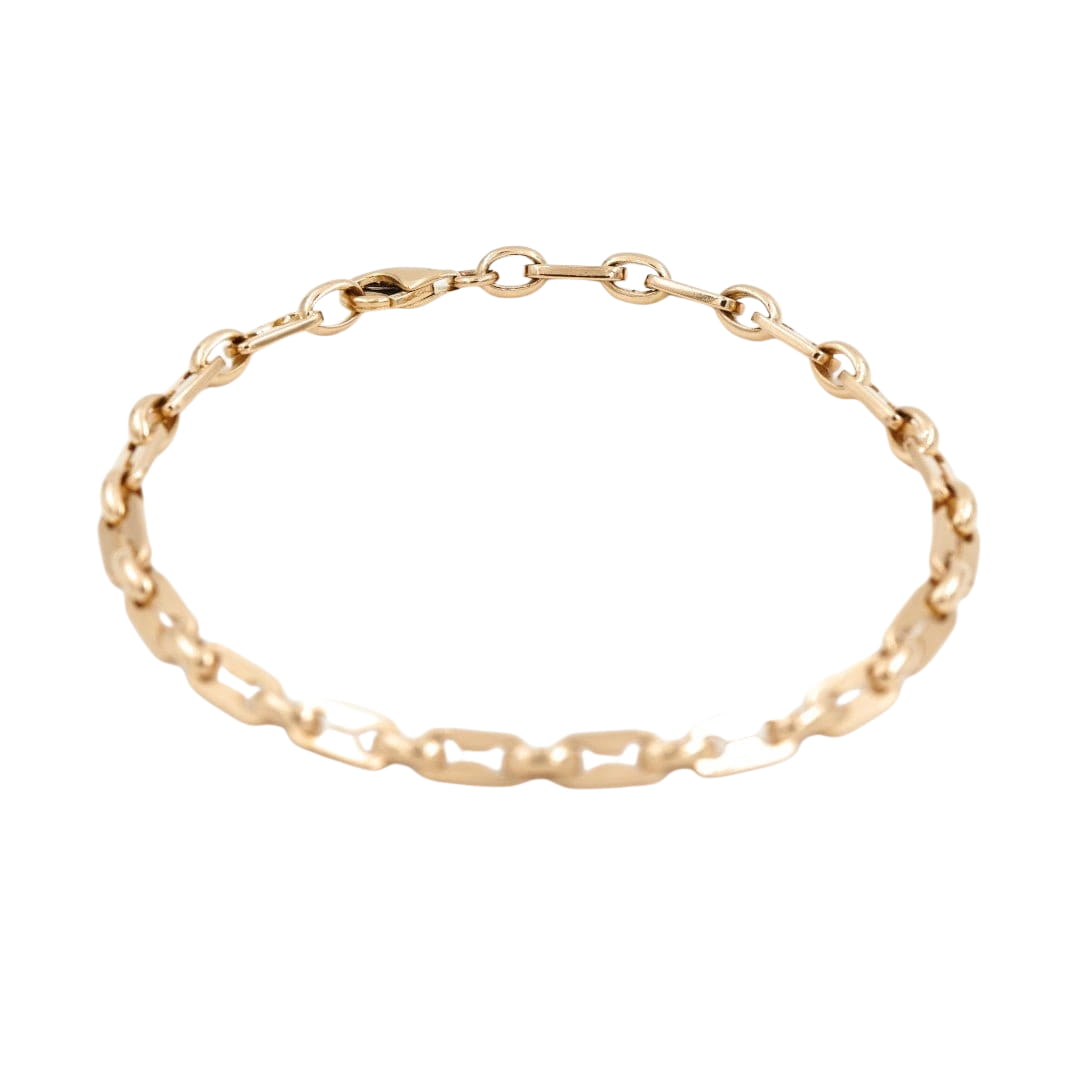 Bracelet Gourmette maille grain de café en or jaune - Castafiore