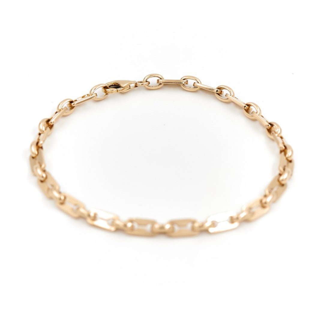Bracelet Gourmette maille grain de café en or jaune - Castafiore
