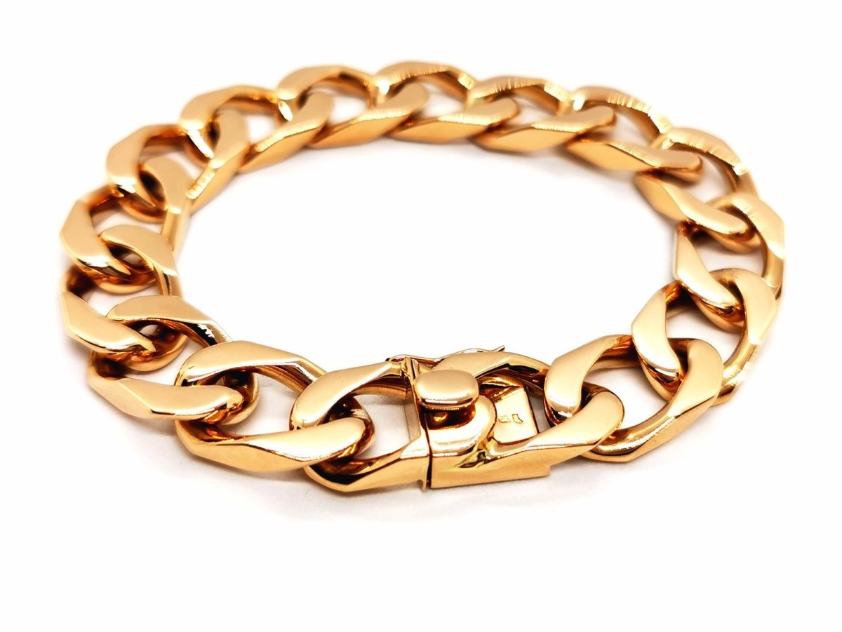 Bracelet Gourmette maille imposante en or jaune - Castafiore