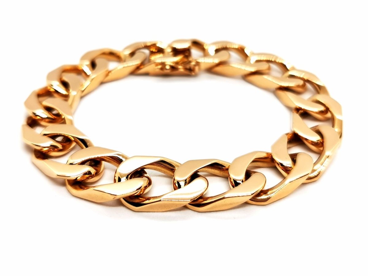 Bracelet Gourmette maille imposante en or jaune - Castafiore