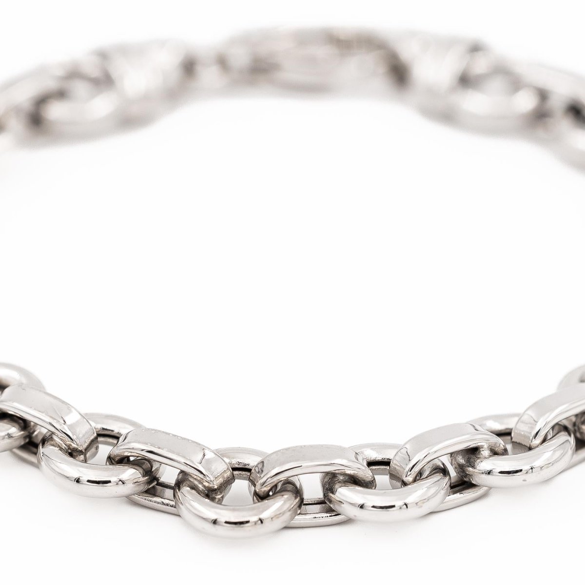 Bracelet Gourmette maille jaseron en or blanc - Castafiore