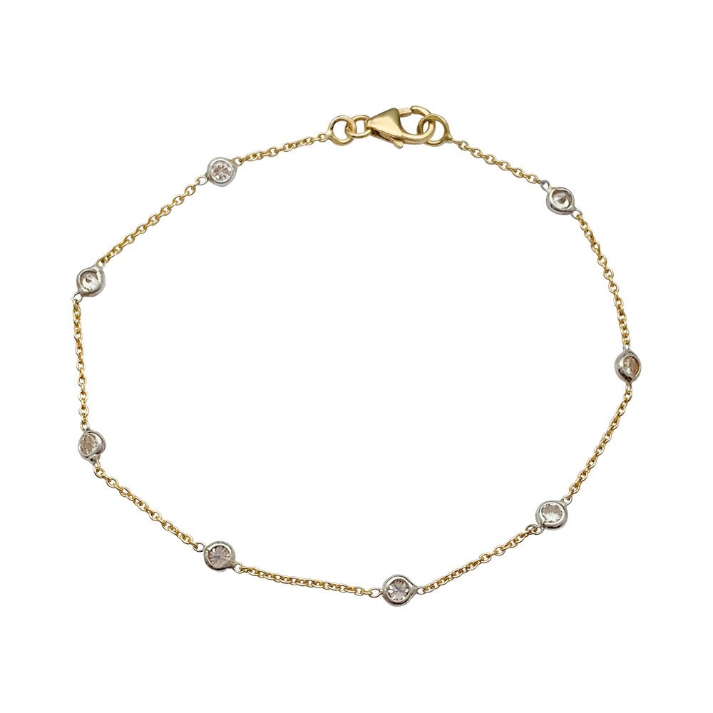Bracelet gouttière or jaune, or blanc et diamants - Castafiore