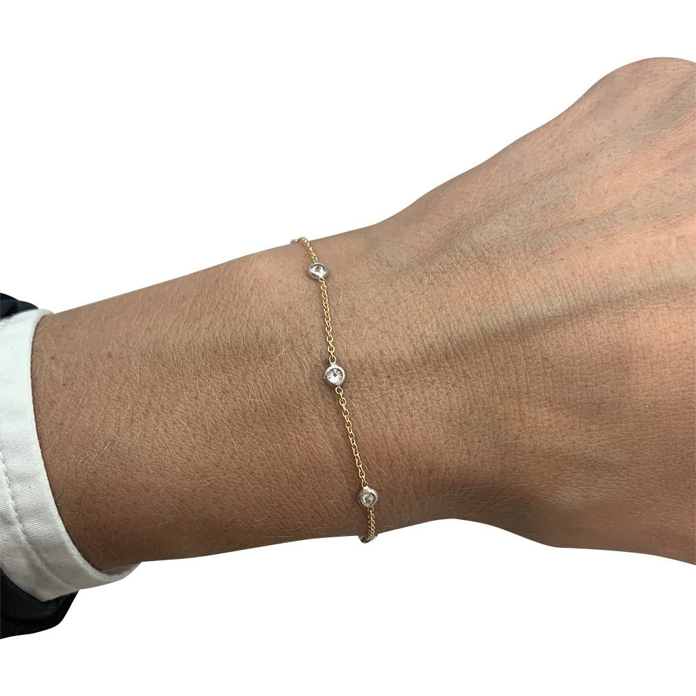 Bracelet gouttière or jaune, or blanc et diamants - Castafiore