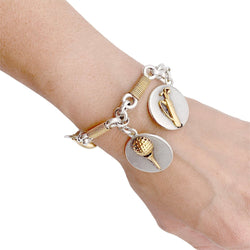 Bracelet HERMÈS "Golf" en or jaune et argent - Castafiore