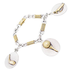 Bracelet HERMÈS "Golf" en or jaune et argent - Castafiore