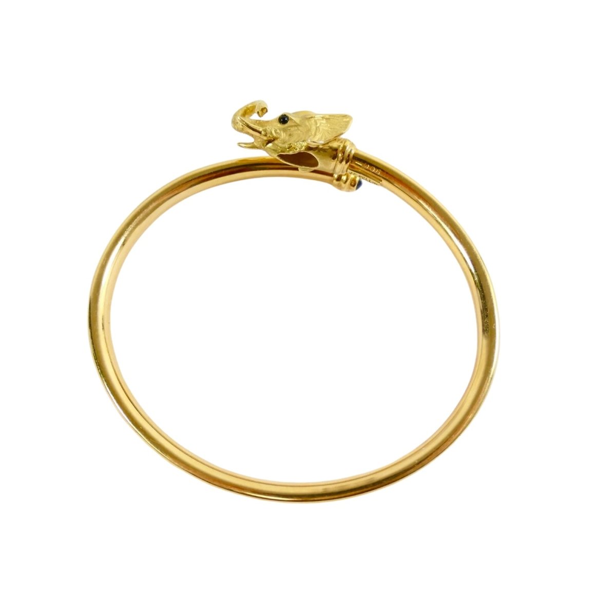Bracelet JEAN ET PIERRE BELLIN Éléphant double jonc ouvert en or jaune, saphir, onyx et diamants - Castafiore