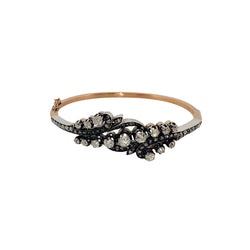 Bracelet Jonc ancien en or rose, argent et diamants - Castafiore