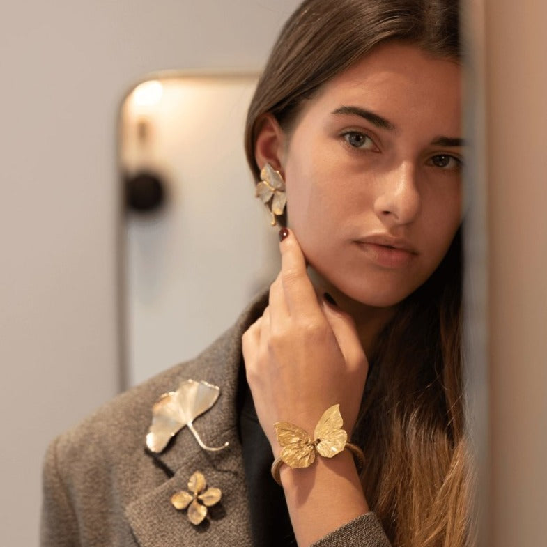 Bracelet Jonc CLAUDE LALANNE "Papillon", en bronze doré - Castafiore