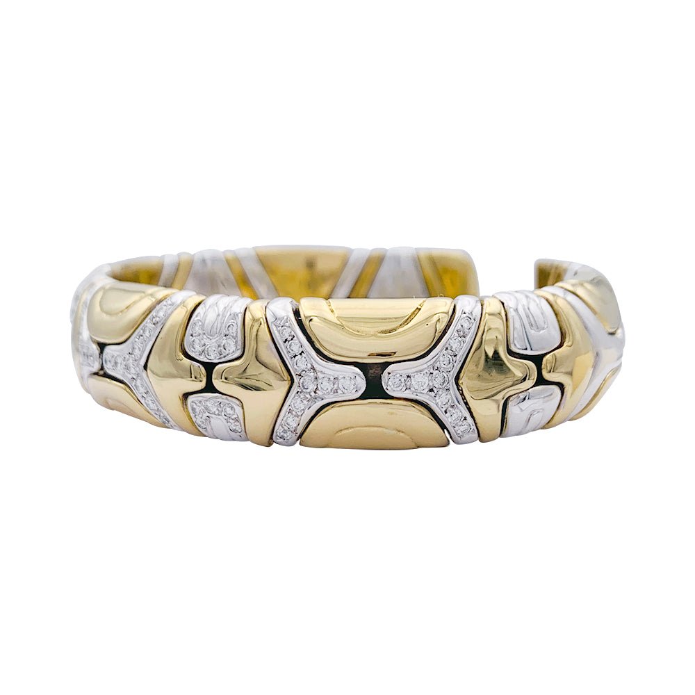 Bracelet jonc deux ors, diamants. - Castafiore